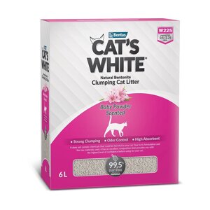 Cat's White BOX Baby Powder наполнитель минеральный комкующийся с ароматом детской присыпки (5 кг., 6 л.)