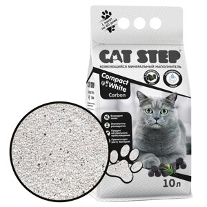 Cat Step Compact White Carbon наполнитель минеральный комкующийся (8,4 кг., 10 л.)