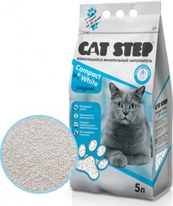 Cat Step Compact White Original наполнитель минеральный комкующийся (4 кг., 5 л.)