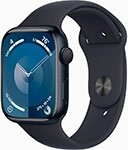Часы Apple Watch Series 9, GPS, 45 mm, Midnight Aluminium Case with Midnight Sport Band M/L, корпус из алюминия цвета «полночно-черный», спортивный ремешок