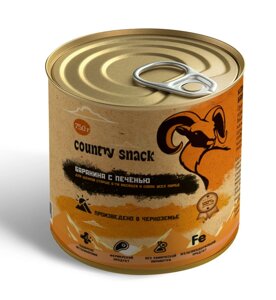 Country snack консервы для щенков и собак всех пород (Баранина и печень, 750 г.)