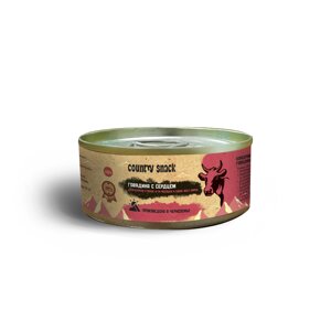 Country snack консервы для щенков и собак всех пород (Говядина и сердце, 100 г.)