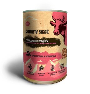 Country snack консервы для щенков и собак всех пород (Говядина и сердце, 400 г.)