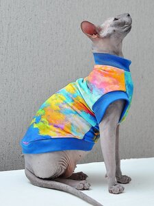Элегантный Кот майка Фестиваль красок для кошек (футер) (L, Унисекс)