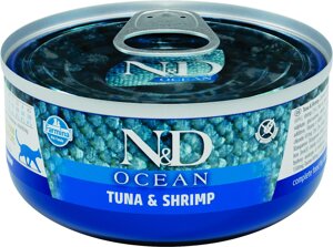 Farmina N&D Cat Ocean Adult консервы для взрослых кошек (Тунец и креветки, 70 г.)