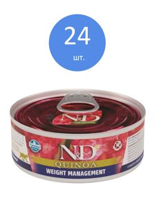 Farmina N&D Cat Quinoa Wet Food Weight Management консервы для кошек для контроля веса (Ягненок, 80 г. упаковка 24 шт)