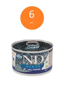 Farmina N&D Dog Ocean Adult Mini консервы для взрослых собак мелких пород (Треска и тыква, 140 г. упаковка 6 шт)