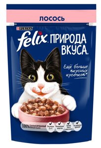 Felix Природа вкуса пауч для кошек (кусочки в соусе) (Лосось, 75 г.)