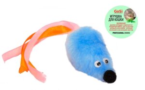 GoSi игрушка Мышь с мятой и хвостом из лент для кошек (Голубой)