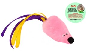 GoSi игрушка Мышь с мятой и хвостом из лент для кошек (Розовый)