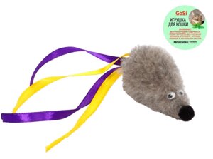GoSi игрушка Мышь с мятой и хвостом из лент для кошек (Серый)