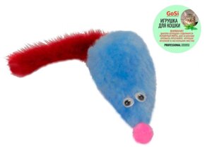 GoSi игрушка Мышь с мятой и хвостом из норки для кошек (Голубой)