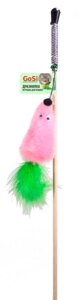 GoSi махалка Мышь с мятой с хвостом перо на веревке (флажок) (Розовый)