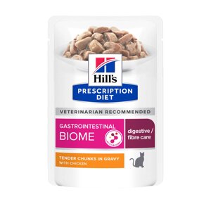 Hill's Prescription Diet Gastrointestinal Biome пауч для кошек при расстройствах пищеварения (Курица, 85 г.)