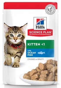 Hill's Science Plan Healthy Development пауч для котят до 12 месяцев (кусочки в соусе) (Океаническая рыба, 85 г.)