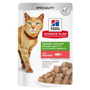 Hill's Science Plan Senior Vitality пауч аппетитные кусочки в соусе для кошек старше 7 лет (Лосось, 85 г.)