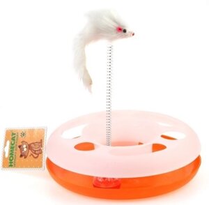 HOMECAT игрушка для кошек трек пластиковый с мячиком и мышкой на пружине (24 х 8 см.)