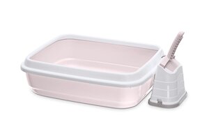 Imac Duo туалет для кошек с бортом и совком (Светло-розовый)