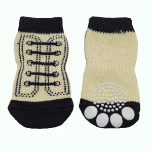 Каскад носки с прорезиненной подошвой (Черно-белый, XL)