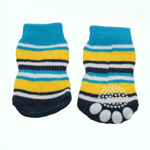 Каскад носки с прорезиненной подошвой (Желто-голубой, L)
