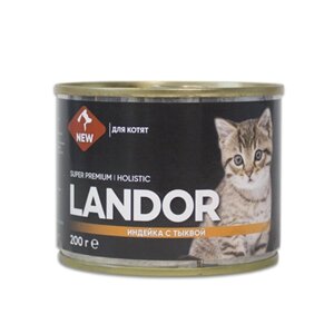 Landor полнорационный консервированный влажный корм для котят (Индейка и тыква, 200 г.)