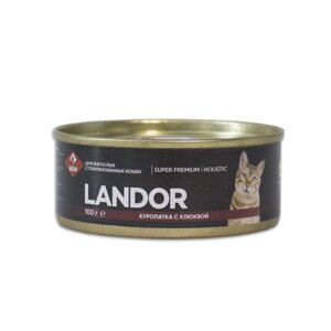 Landor полнорационный консервированный влажный корм для стерилизованных кошек (Куропатка и клюква, 100 г.)