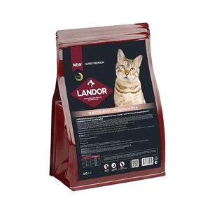 Landor Sensitive Cat сухой корм для взрослых кошек с чувствительным пищеварением (Индейка и утка, 400 гр.)