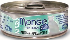 Monge Cat Natural консервы для кошек (кусочки) (Морепродукты и курица, 80 г.)