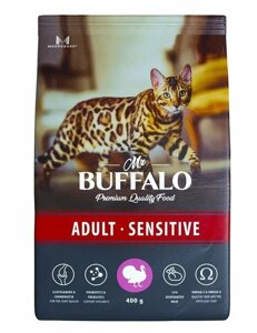 Mr. Buffalo Adult sensitive сухой корм для взрослых кошек с чувствительным пищеварением (Индейка, 400 гр.)