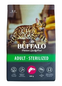 Mr. Buffalo Adult sterilized сухой корм для взрослых стерилизованных кошек (Лосось, 400 гр.)