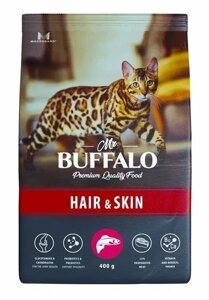 Mr. Buffalo Hair & Skin сухой корм для взрослых кошек с чувствительной кожей (Лосось, 400 гр.)