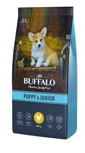 Mr. Buffalo Puppy & Junior сухой корм для щенков и юниоров средних и крупных пород (Курица, 800 г.)
