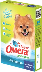 Мультивитаминное лакомство Омега Neo для собак Блестящая шерсть (90 таб.)