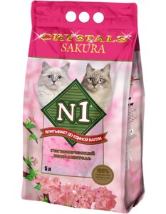 №1 Crystals Sakura наполнитель силикагелевый впитывающий (2 кг., 5 л.)