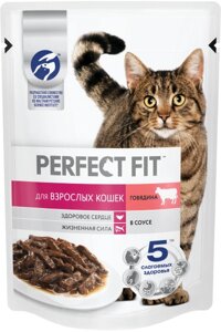Perfect Fit пауч для взрослых кошек (кусочки в соусе) (Говядина, 75 г.)