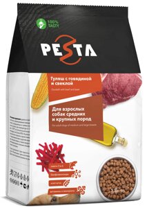 Pesta сухой корм Гуляш с говядиной и свеклой для взрослых собак средних и крупных пород (Говядина и свекла, 1,8 кг. упаковка 4 шт)