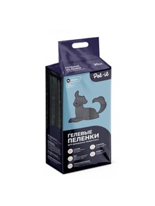 Pet-it гелевые пеленки для животных с суперабсорбентом, угловыми стикерами и угольным фильтром (60 х 60 см., 20 шт.)