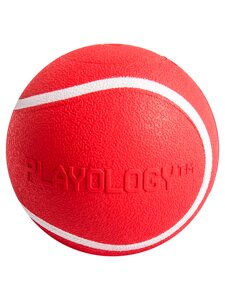 Playology Squeaky Chew Ball жевательный мяч с пищалкой и с ароматом говядины (6 см., Красный)