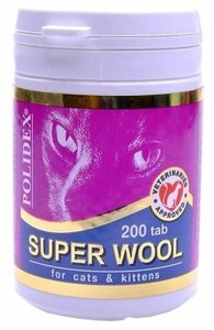 Polidex Витамины Super Wool для кошек (200 таб.)