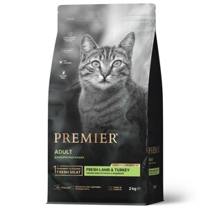 Premier Cat Adult сухой корм для взрослых кошек (Ягненок и индейка, 2 кг.)