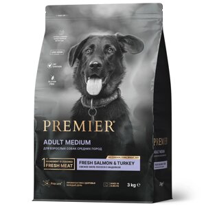 Premier Dog Adult Medium сухой корм для взрослых собак средний пород (Лосось и индейка, 3 кг.)