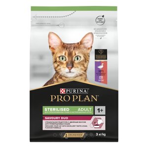 Pro Plan Sterilised для кошек и котов привередливых ко вкусу (Утка и печень, 3 кг.)