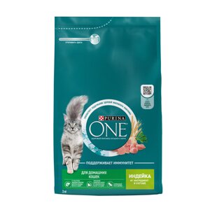 Purina One корм для домашних кошек (Индейка, 3 кг.)