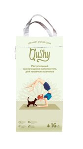 Qushy наполнитель Ромашка растительный комкующийся (6 кг., 16 л.)