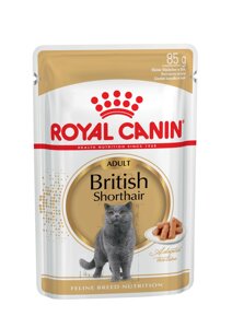 Royal Canin British Shorthair Adult пауч для кошек британской породы (кусочки в соусе) (Мясо, 85 г.)