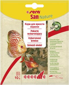 SERA San Nature корм для всех видов рыб для яркости окраски (хлопья) (10 г.)