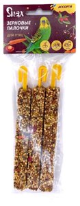 Snax Зерновые палочки для птиц ассорти (вишня, шиповник, овощи) (3 шт.) (75 г.)