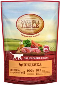 Сухой корм для кошек Nature's Table для здоровья кожи и шерсти при чувствительном пищеварении с индейкой 650 г