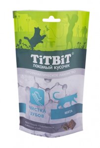 TiTBiT Хрустящие подушечки для кошек с мясом утки для чистки зубов (Утка, 60 г.)