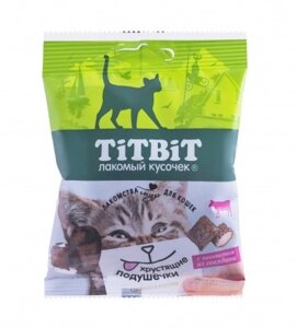 TiTBiT Хрустящие подушечки для кошек с паштетом из говядины (30 г.)